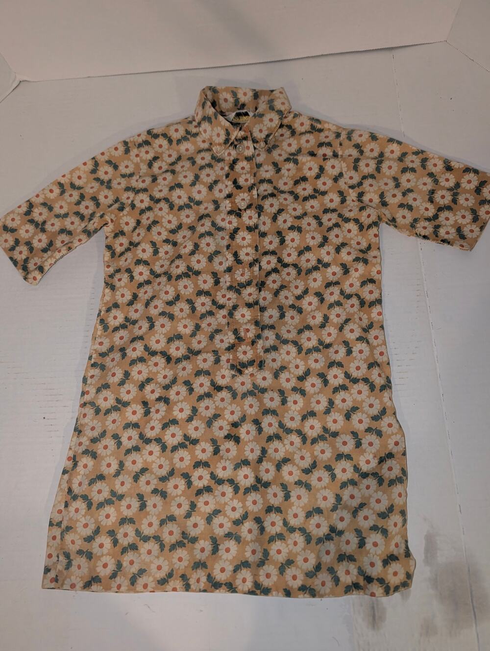 Vintage 1960's 70's Genuine Little Lady Wrangler Yellow Flower Dress Rare Size 4